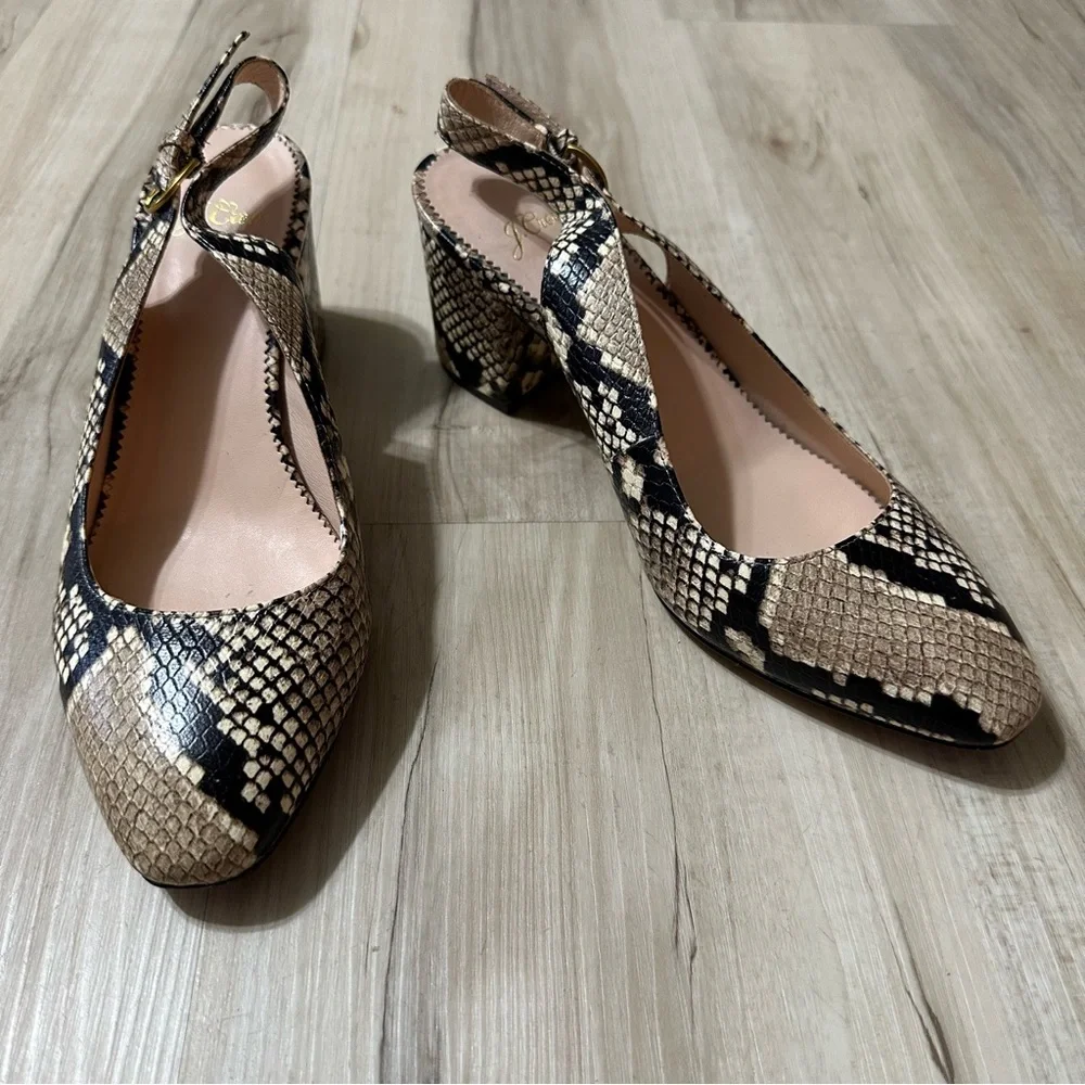 J.Crew Snake Embossed Leather Slingback Pump